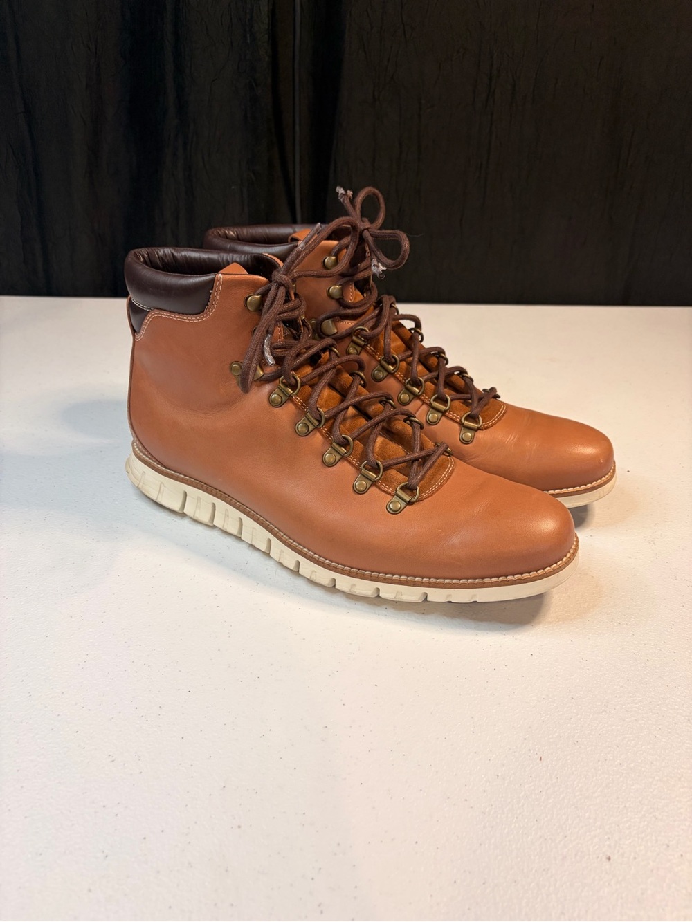 Cole Haan Zerogrand Hiker Boots British Tan Leather‎ C25555 Mens 12M